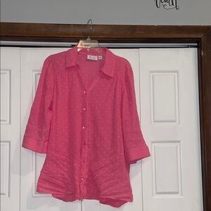 Denim&Co Vibrant Pink Textured Blouse